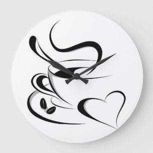 Kaffee-Liebeuhr Große Wanduhr