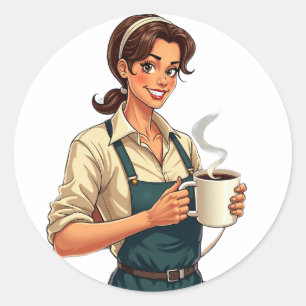 Kaffee Liebhaber Barista Leben Morgenbrüh Café Kul Runder Aufkleber