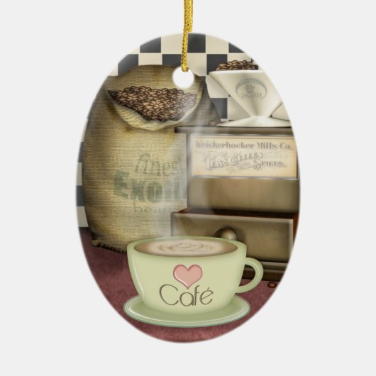 Kaffee-Liebhaber Café Keramikornament (Vorne)