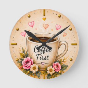 Kaffee-Liebhaber-Dekor Runde Wanduhr