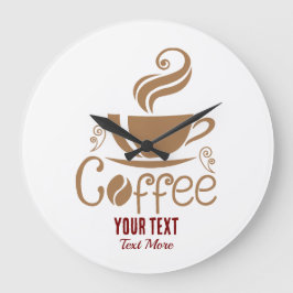 Kaffee-Liebhaber-Design – Minimales Kaffee-Tassen- Große Wanduhr