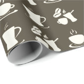 Kaffee-Liebhaber-Muster auf Brown Geschenkpapier (Rolleneckpunkt)