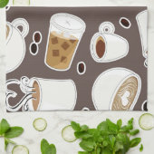 Kaffee-Liebhaber-Muster Brown/Grau Geschirrtuch (Gefaltet)