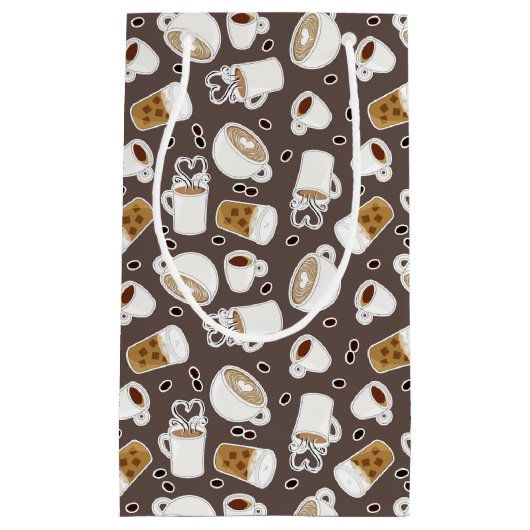 Kaffee-Liebhaber-Muster Brown Kleine Geschenktüte (Vorderseite)