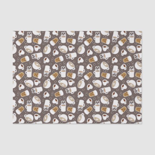 Kaffee-Liebhaber-Muster Brown Seidenpapier (Vorderseite)