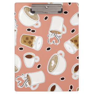 Kaffee-Liebhaber-Muster-Rosa Klemmbrett