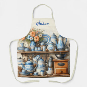 Kaffee-Liebhaber Vintage Blau Schürze