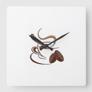 Kaffee-Liebhaber-Wanduhr - Tasse Kaffee & Co Quadratische Wanduhr