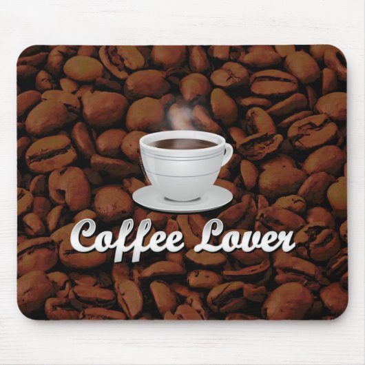 Kaffee-Liebhaber, weiße Bohnen der Schalen-/Brown Mousepad (Vorne)