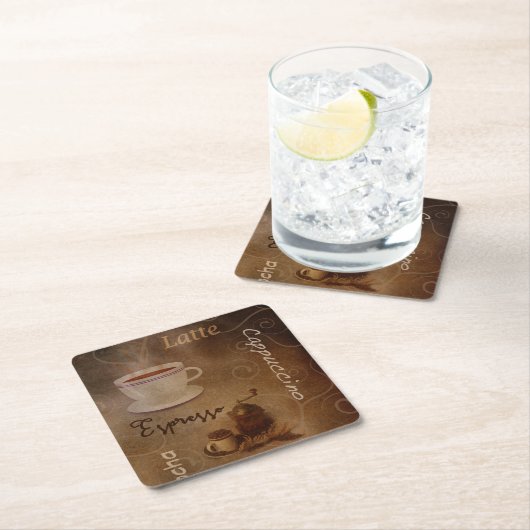 Kaffee liebt Word Art Rechteckiger Pappuntersetzer (Vor Ort)