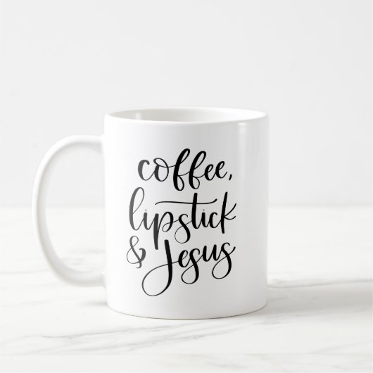 Kaffee Lipstick & Jesus Niedlicher Spaß Kaffeetasse (Links)