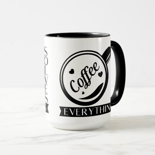 Kaffee löst alles, was komisches Zitat Schwarz-wei Tasse (VorderseiteRechts)