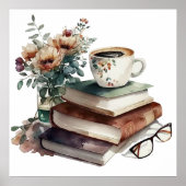 Kaffee Lover Boho Floral Wasserfarbe Grün braun Poster (Vorne)