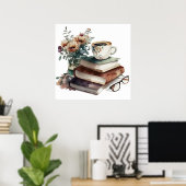 Kaffee Lover Boho Floral Wasserfarbe Grün braun Poster (Heimbüro)