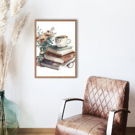 Kaffee Lover Boho Floral Wasserfarbe Grün braun Poster