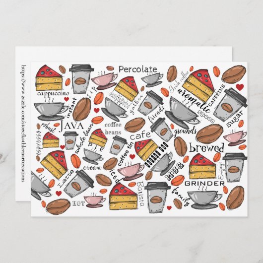Kaffee Lover Café oder Café Grußkarte Einladung (Vorne/Hinten)