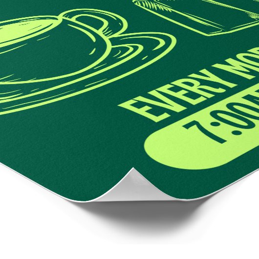 Kaffee Lover Club Print, Retro Chalkboard Style Poster (Ecke)