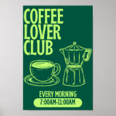 Kaffee Lover Club Print, Retro Chalkboard Style Poster (Vorne)
