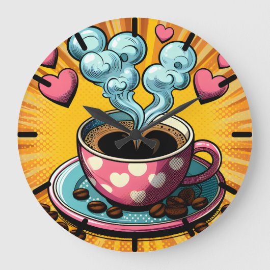 Kaffee Lover Coffee Shop oder Café Clock Große Wanduhr (Vorderseite)
