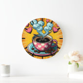 Kaffee Lover Coffee Shop oder Café Clock Große Wanduhr (Zuhause)