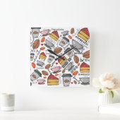Kaffee Lover Coffee Shop oder Café Clock Quadratische Wanduhr (Zuhause)