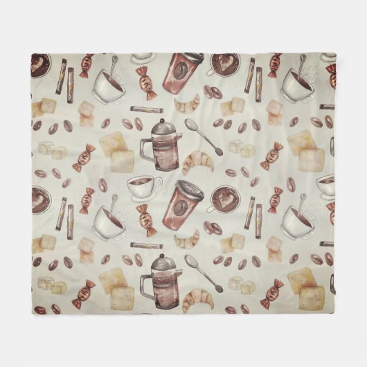 Kaffee Lover  Fleecedecke (Vorderseite (Horizontal))
