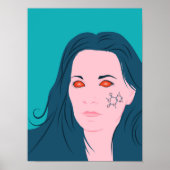 Kaffee Lover Girl Blue Hair Koffein Tattoo Poster (Vorne)