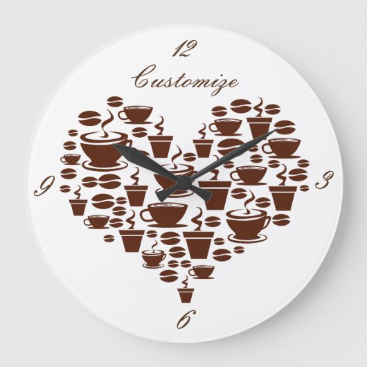 Kaffee Lover Herz Thunder_Cove Große Wanduhr (Vorderseite)