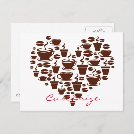 Kaffee Lover Herz Thunder_Cove Postkarte (Vorne/Hinten)