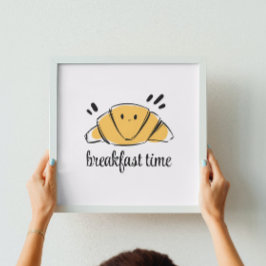 Kaffee Lover Ink Sketch Croissant Poster