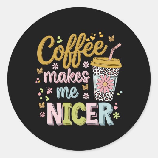 Kaffee Lover koffeinierter Leopard-Kaffee macht mi Runder Aufkleber (Vorderseite)