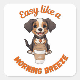 Kaffee Lover Morning - Niedliches Dog-Printable Po Runder Aufkleber