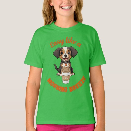 Kaffee Lover Morning - Niedliches Dog-Printable Po T-Shirt (Vorderseite)