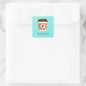 Kaffee Lover Paper Cup Einzigartig Quadratischer Aufkleber (Tasche)
