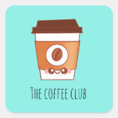 Kaffee Lover Paper Cup Einzigartig Quadratischer Aufkleber (Vorderseite)