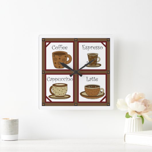 Kaffee Lover Quadratische Wanduhr (Zuhause)