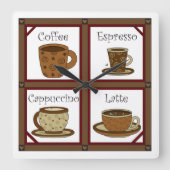 Kaffee Lover Quadratische Wanduhr (Vorderseite)
