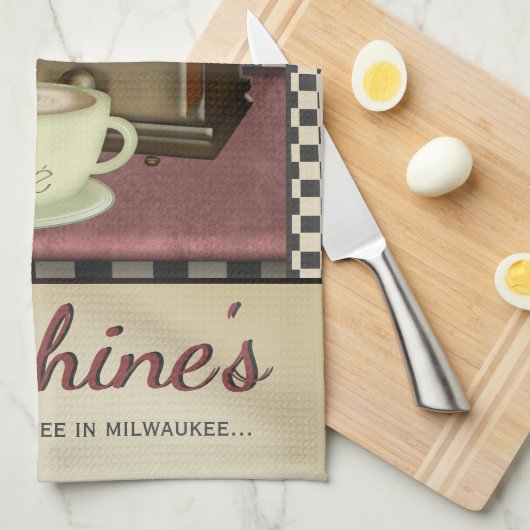 Kaffee Lover Retro Café Diner Handtuch (Viertel Falte)