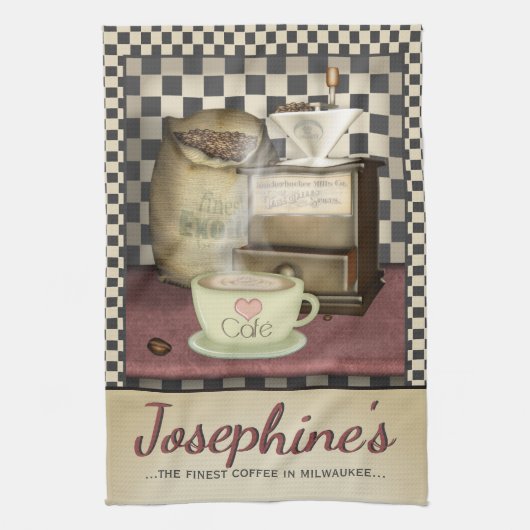 Kaffee Lover Retro Café Diner Handtuch (Vertikal)