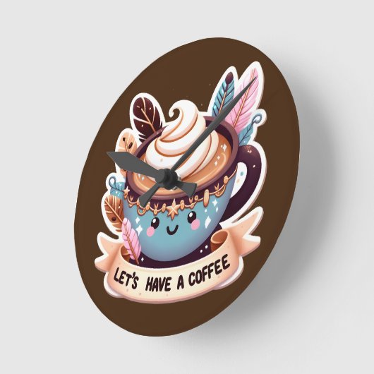 Kaffee Lover Runde Wanduhr (Winkel)