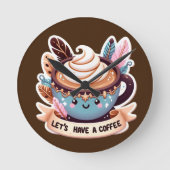 Kaffee Lover Runde Wanduhr (Vorderseite)