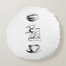 Kaffee Lover Set Rundes Kissen