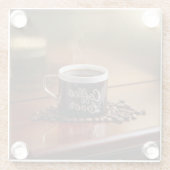 Kaffee Lover Square Glass Untersetzer (Rückseite)