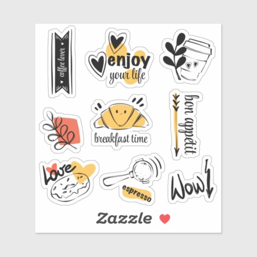 Kaffee Lover Tinte Sketch Aufkleber (Blatt)