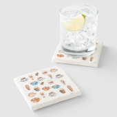 Kaffee Lover Wasserfarbe Latte Espresso Bohnen Steinuntersetzer (Seitenansicht)