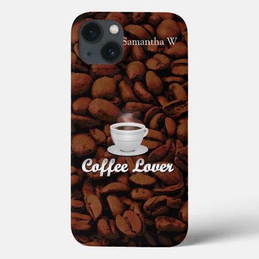 Kaffee Lover, White Cup/Brown Bohnen Case-Mate iPhone Hülle (Rückseite)
