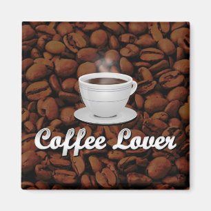 Kaffee Lover, White Cup/Brown Bohnen Magnet