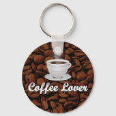 Kaffee Lover, White Cup/Brown Bohnen Schlüsselanhänger (Vorderseite)