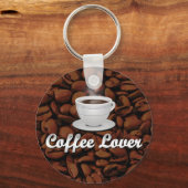 Kaffee Lover, White Cup/Brown Bohnen Schlüsselanhänger (Rückseite)