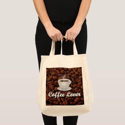 Kaffee Lover, White Cup/Brown Bohnen Tragetasche (Vorderseite (Produkt))